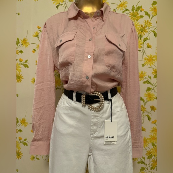 Muy Muy Fancy collection Long sleeve Pink Button-Up Shirt size L - Picture 1 of 13